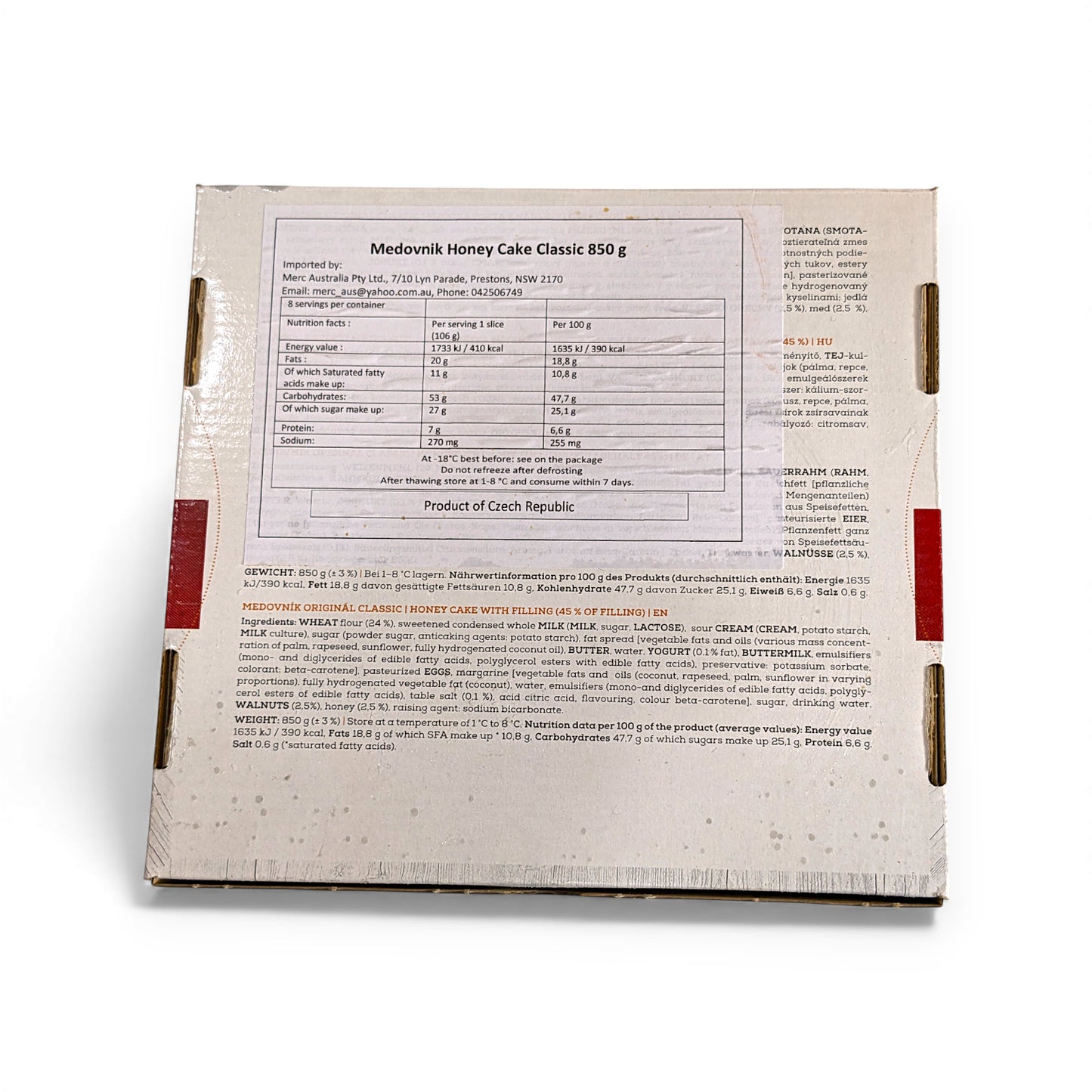 Frozen Delicious 'Medovnik' Honey Cake 850g