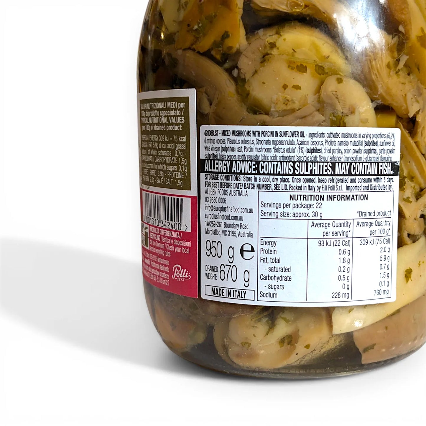 Premium Mushroom Mix 'Polli 1872' (in oil) 950g