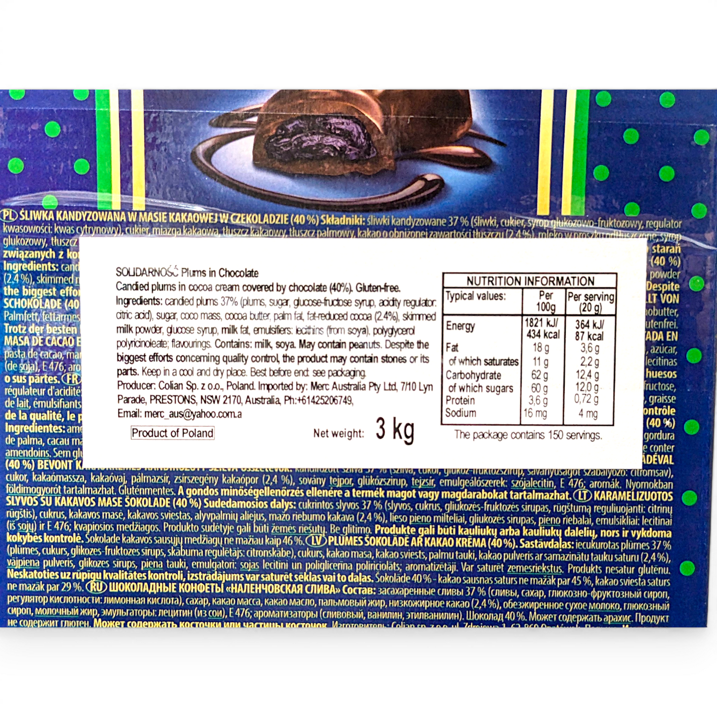 Premium Plum in Chocolate (bulk box) 200g+