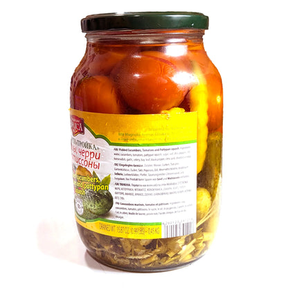 Вкусное трио из соленых огурцов, помидоров и кабачков «Традиции вкуса»