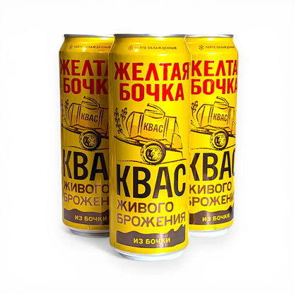 Traditional Russian Kvas 'Yellow Barrel' 0.5L